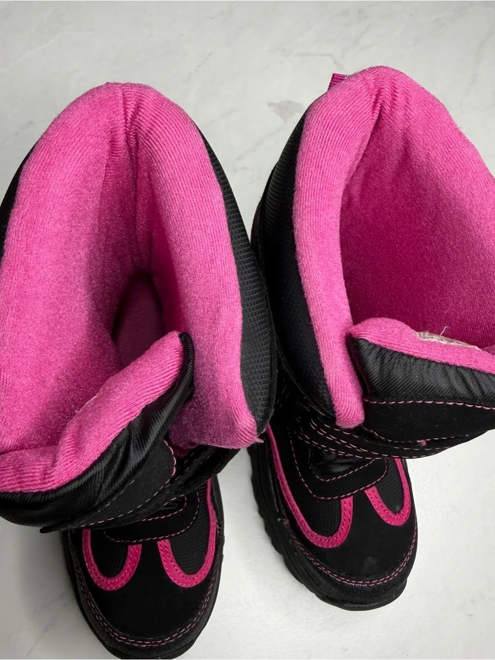 Girls Black and Pink Insulated Snow Boots